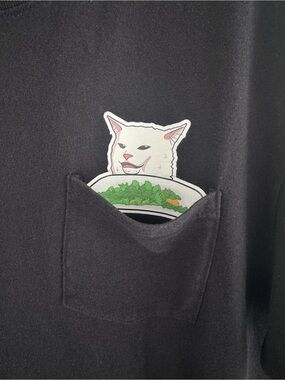 Salad Cat Black Pocket T-Shirt